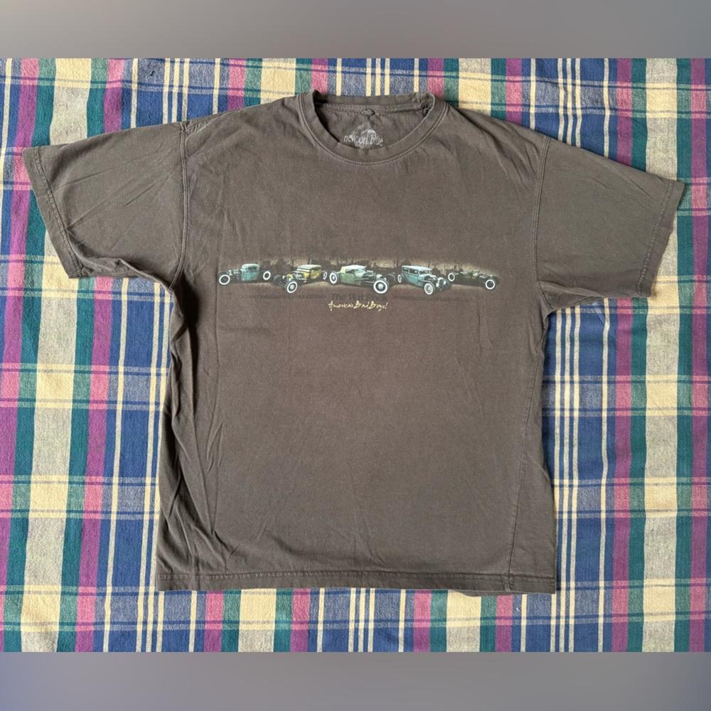 Mens Brown Newport Blue Hot Rod T-Shirt